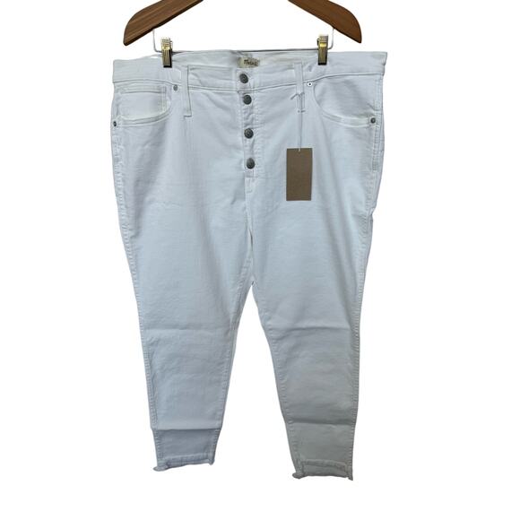 Madewell 10" High-Rise Frayed Hem Skinny Jeans White Women Plus 36 Petite NWT - Picture 12 of 12